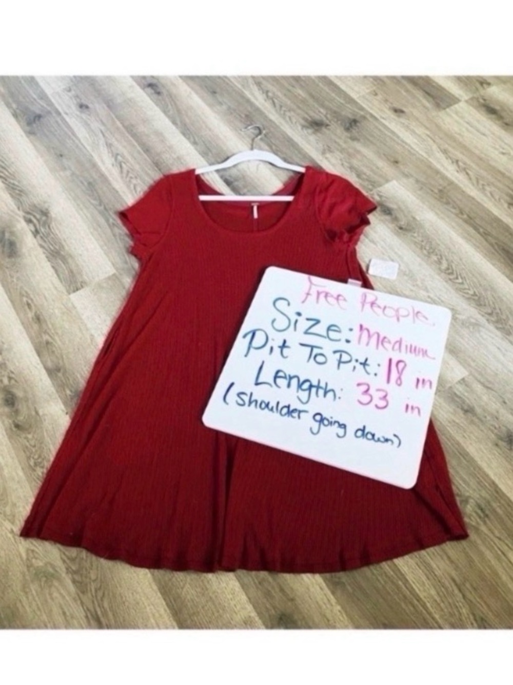 FREE PEOPLE BURGUNDY RED RIBBED SWING DRESS - Picture 7 of 7
